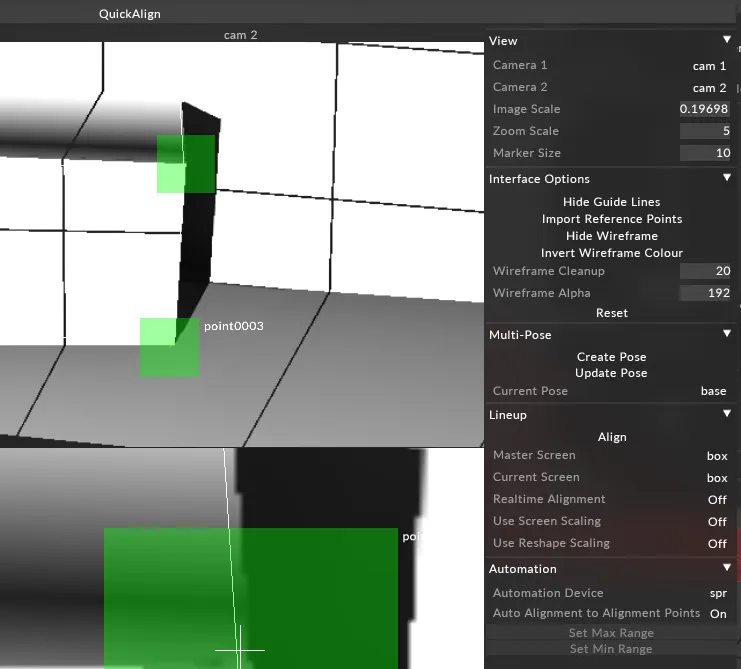 Align master screen and all static screens in base pose