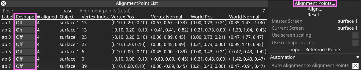 AlignmentPoint List Widget