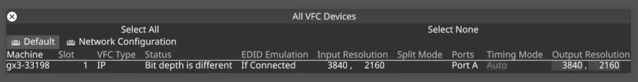 The editor open on a machine with a single IP-VFC card