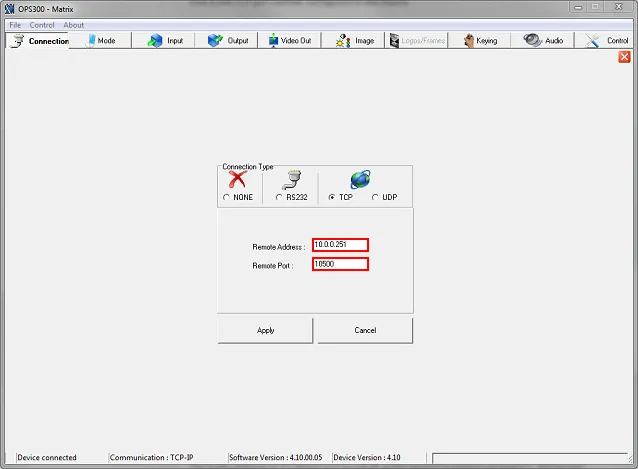 Analog Way OPS300 interface