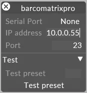 BarcoMatrixPro device properties