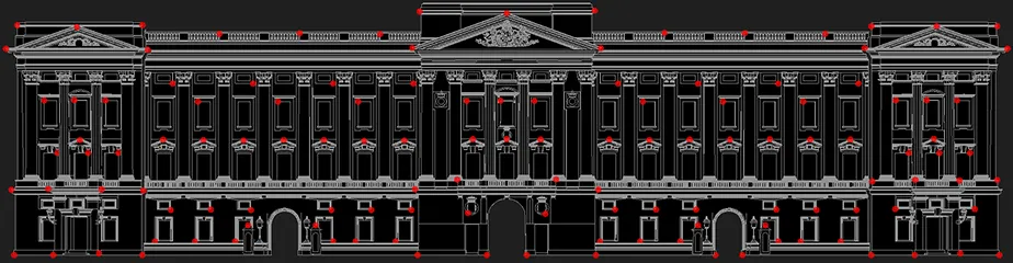 Buckingham Palace with points calibrated