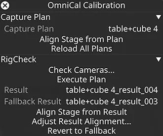 OmniCal Plan with several RigCheck Results