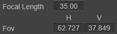 Camera focal length field of view