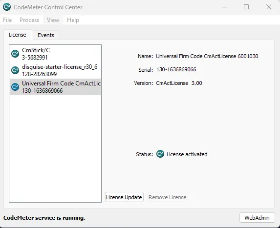 CodeMeter Control Center