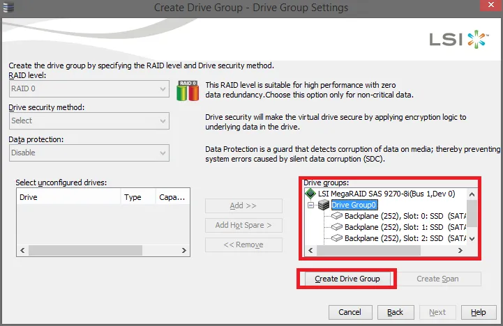 Select Create Drive Group