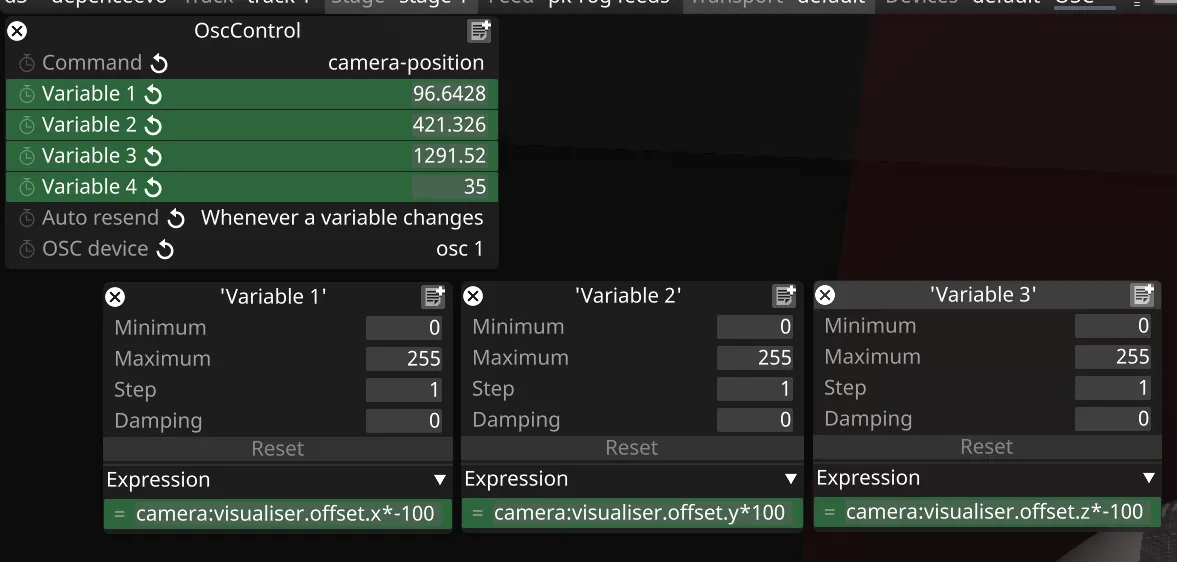 Depence camera settings