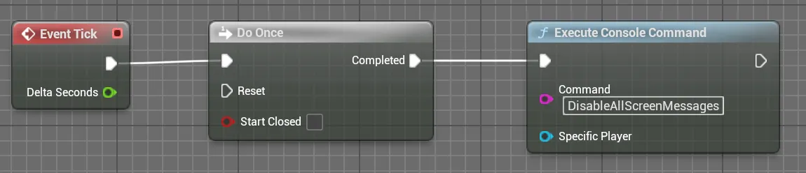 DisableAllScreenMessages Blueprint