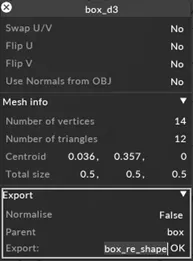 Export mesh editor