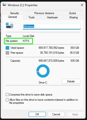 Checking file system type