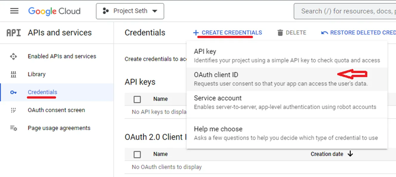 Create Credentials