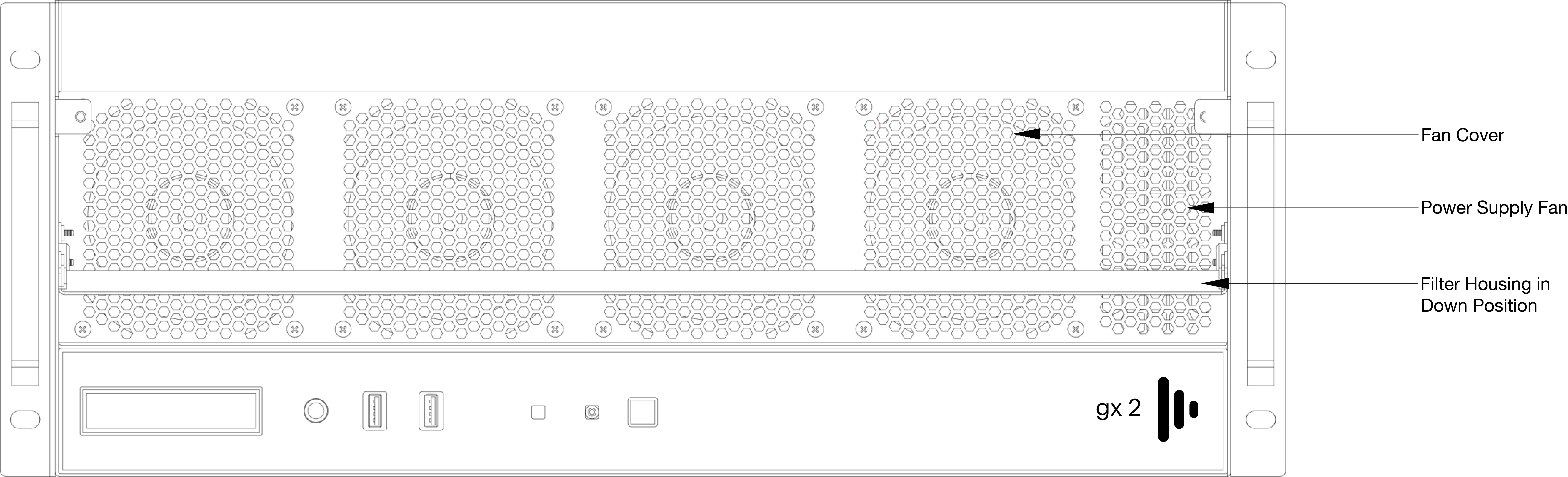 GX 2 front (grill down) labelled