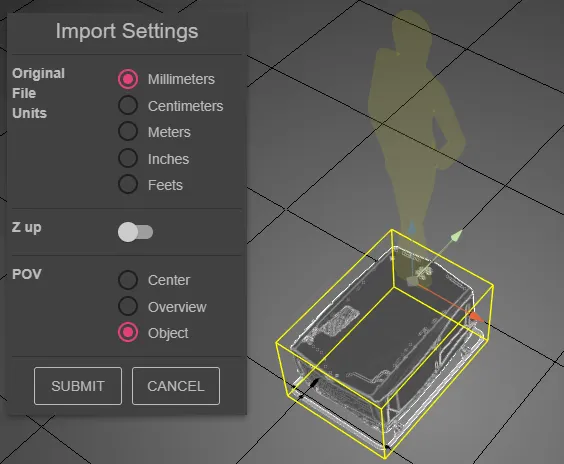 Import 3D yellow shadow