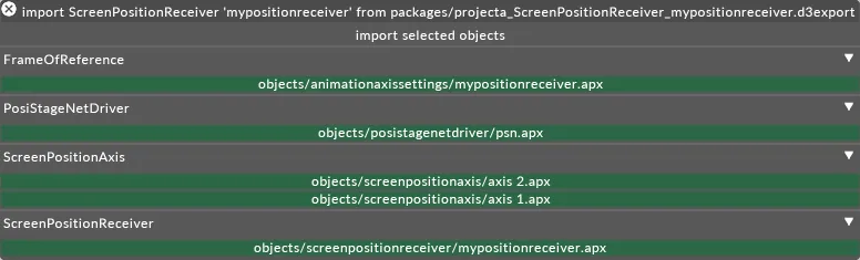 Import ScreenPositionReceiver