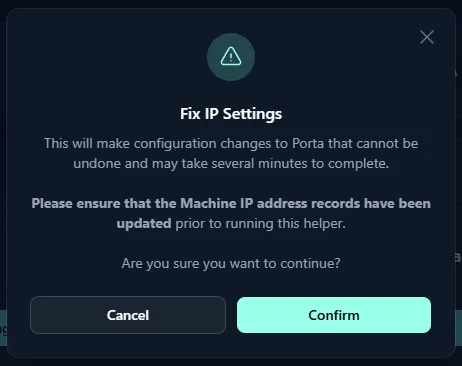 Fix IP Settings confirm