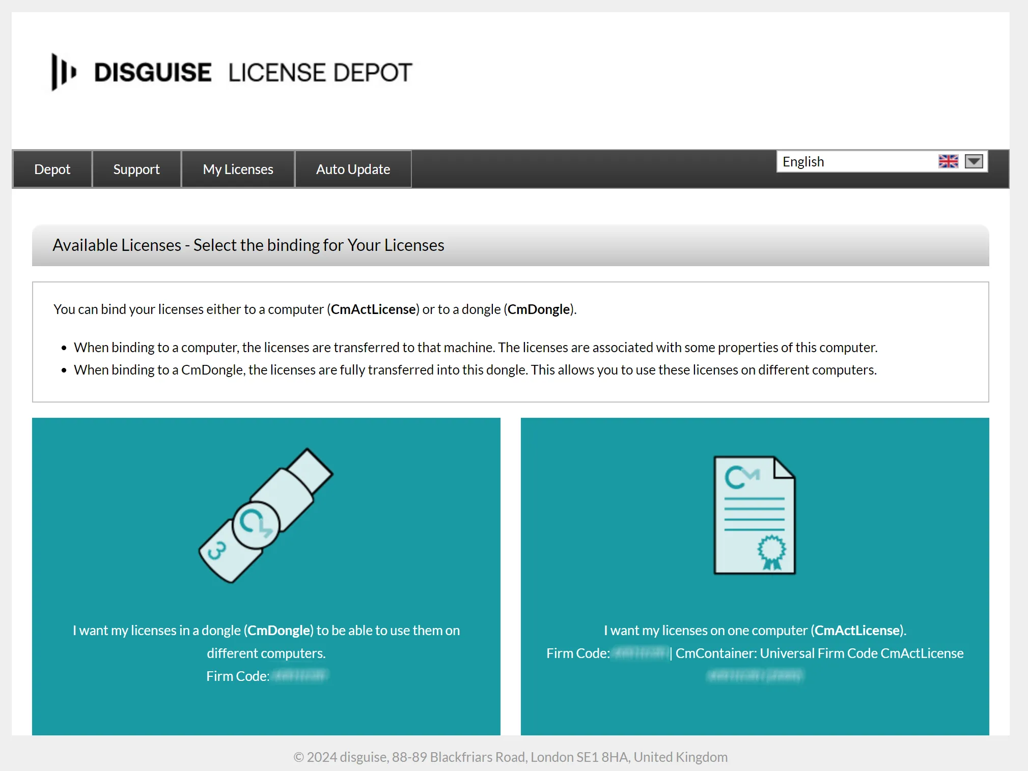 Selecting the binding type for your license