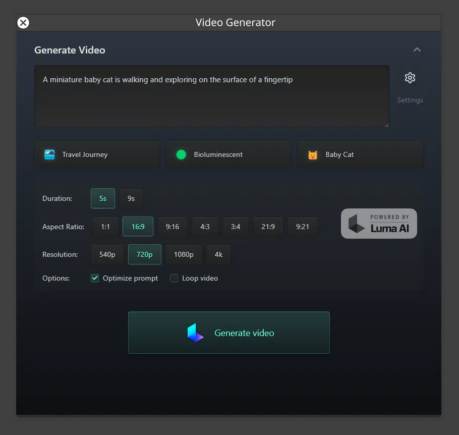 Luma AI Video Generator