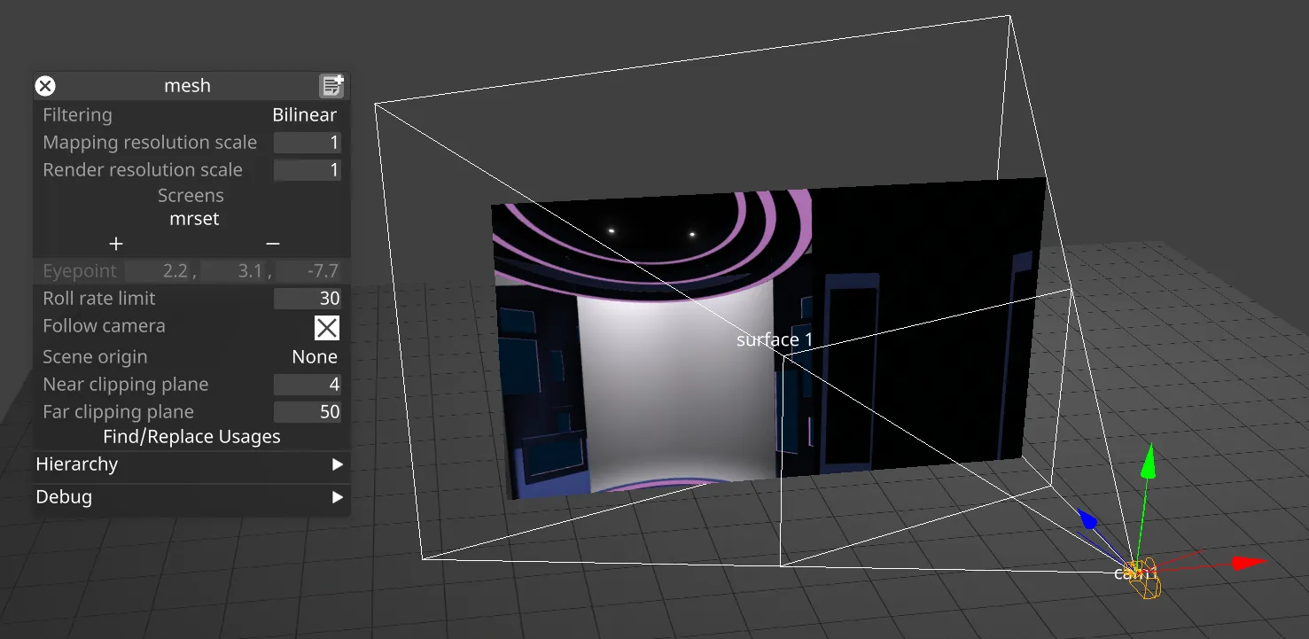 Mesh mapping following a camera