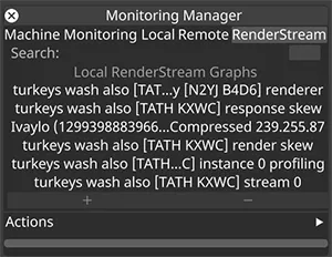 Graphs available for RenderStream in the Monitoring Manager