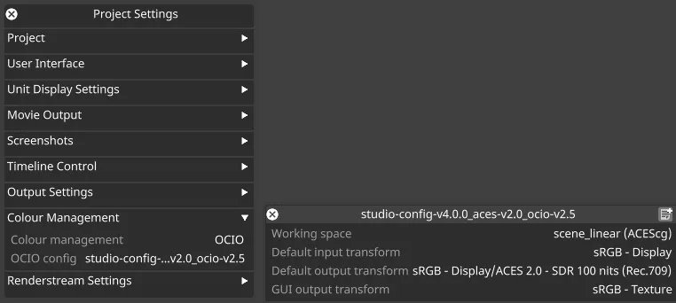 OCIO config properties
