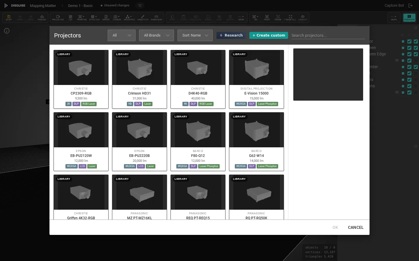 Projector library overlay