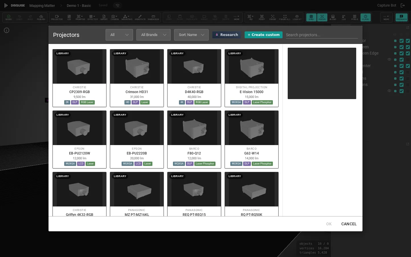 Projector library overlay