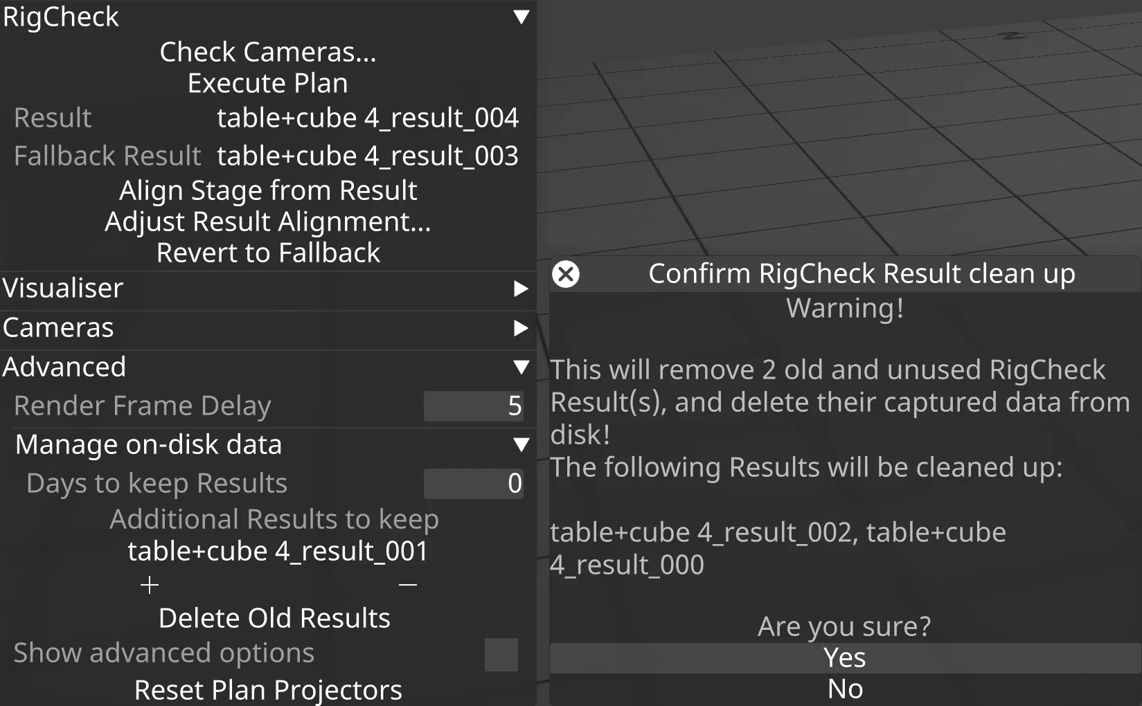Example usage of Delete Old Results