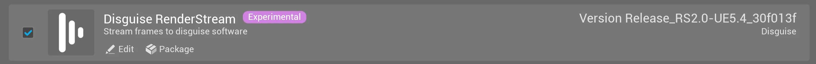 RenderStream plugin enabled