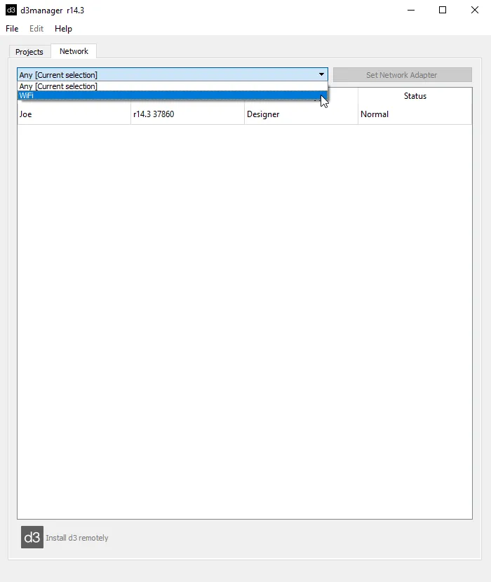 Select network adaptor