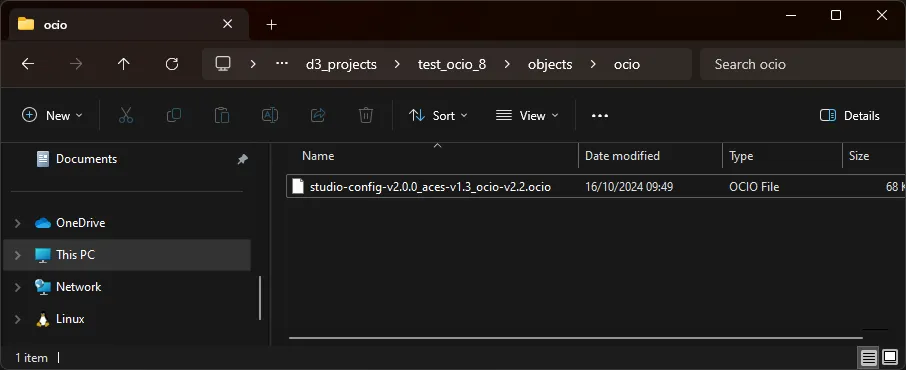 Copied OCIO Config File