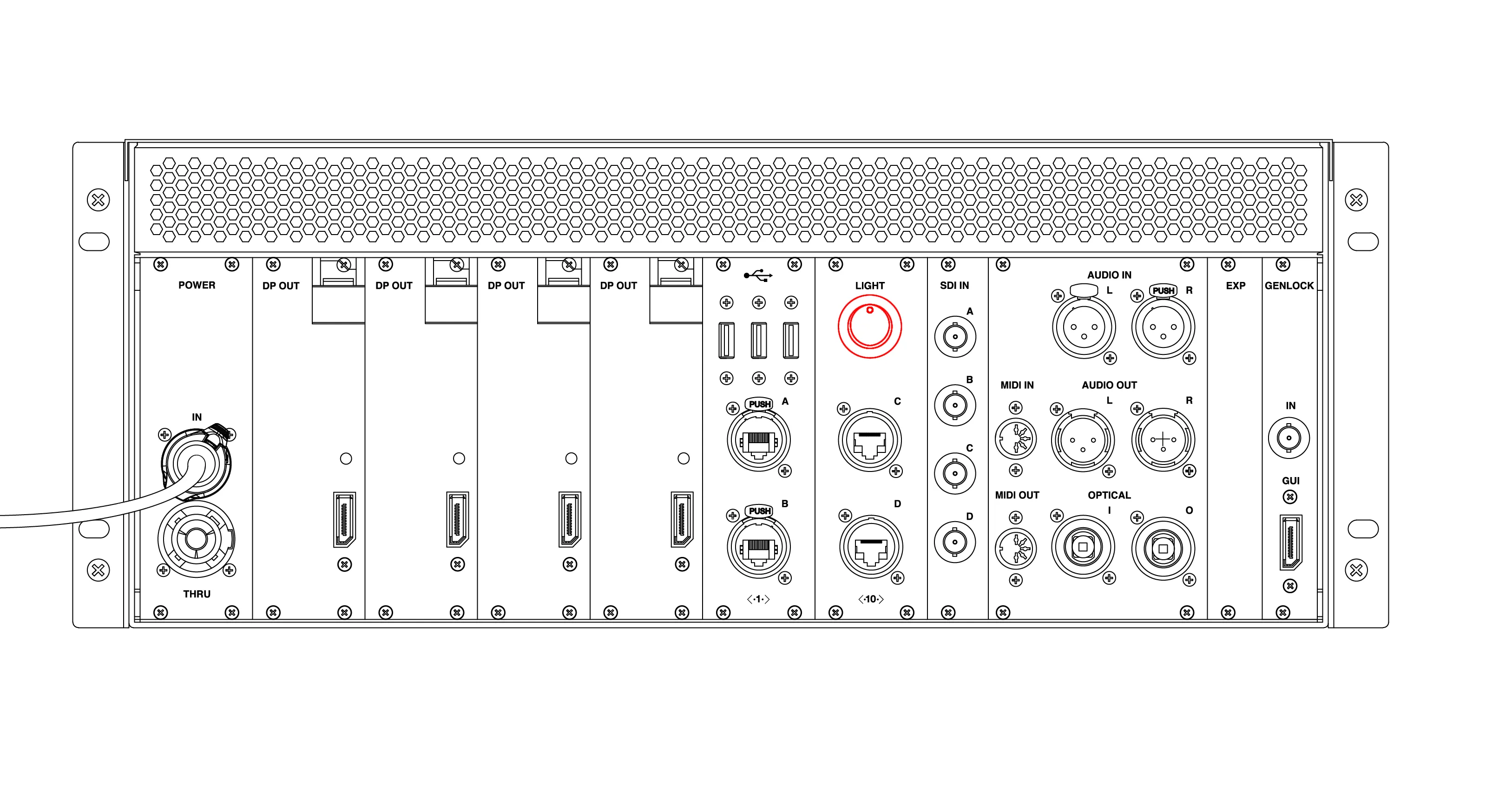 Location of light switch on rear of a GX 1