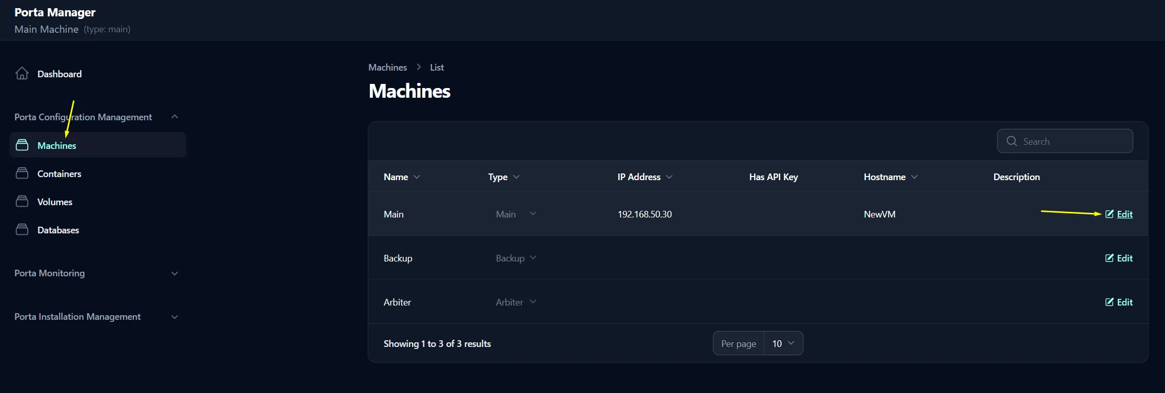 Porta Configuration Management Machines
