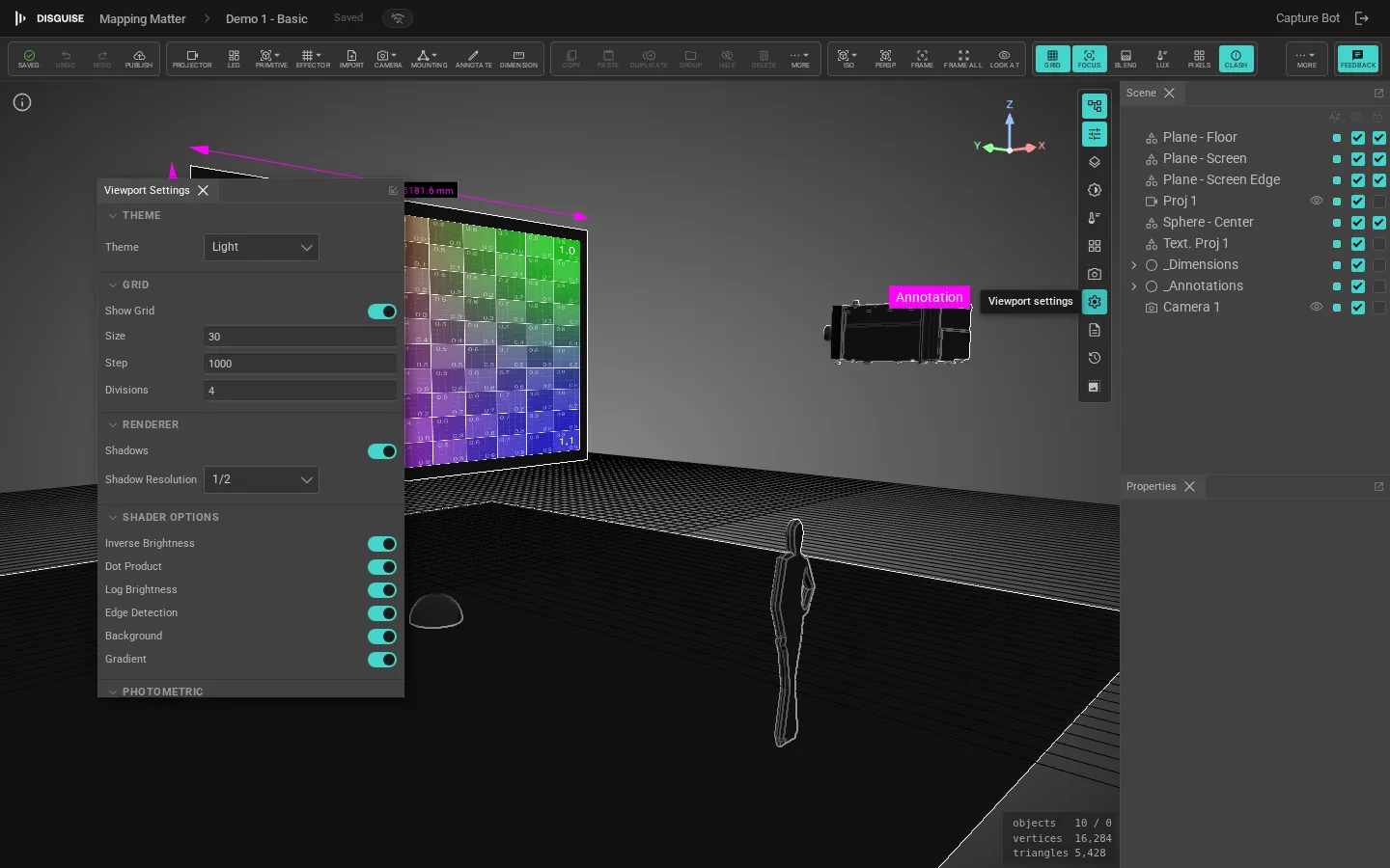 Viewport settings panel