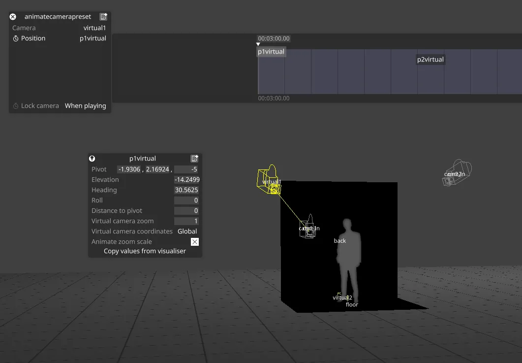 Keyframing virtual camera