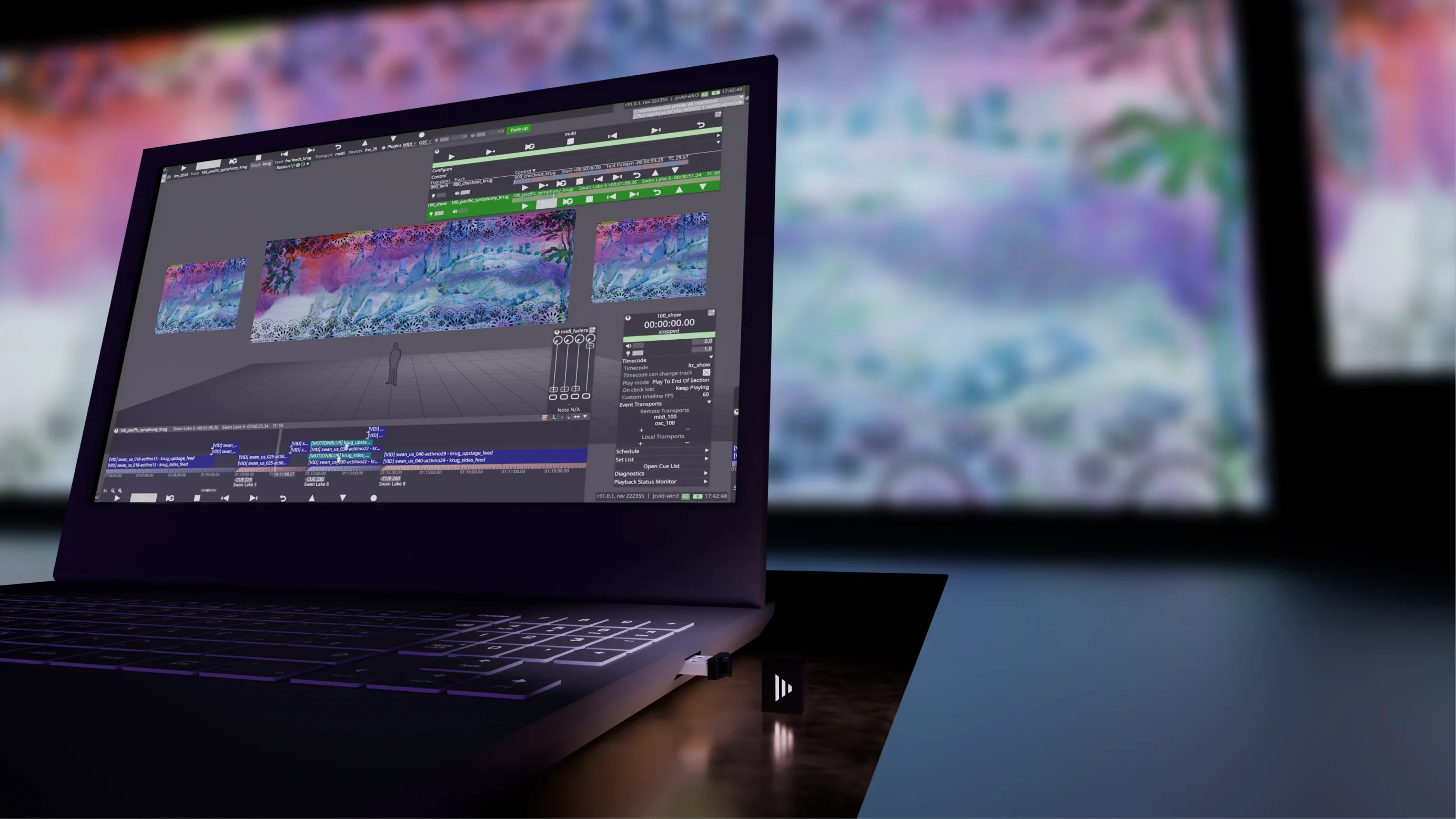 X1 USB License Key inserted in a laptop powering Designer